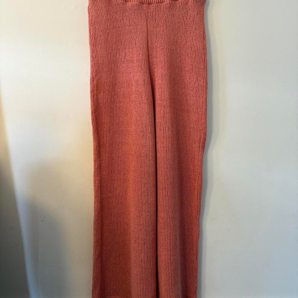 Free People Wide Leg Coral Knit Pants women's size small NWT boho coastal beach